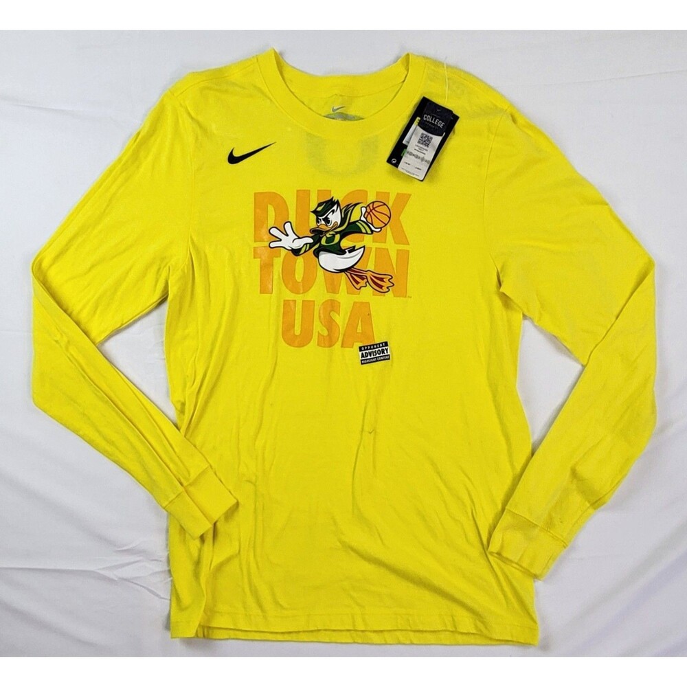 NWT Nike College Oregon Ducks NCAA Long Sleeve Shirt Men's Small Yellow